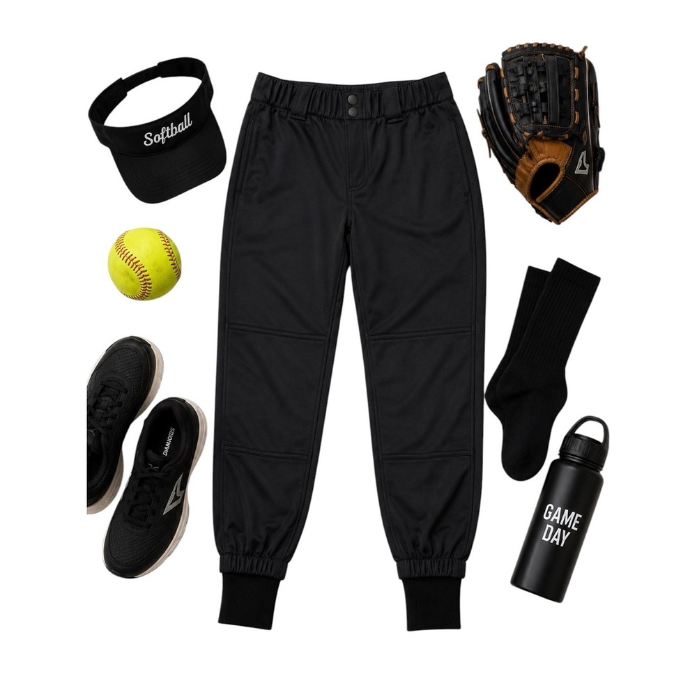 RIP-IT Pressure Waves Diamonds Black Softball Pants Women's Small Jogger Uniform